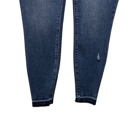 Spanx Distressed Denim Ankle Leggings Raw Hem Medium Wash Size S - Picture 7 of 11